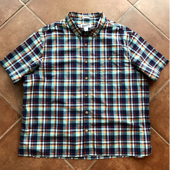 Duluth Mens Colorful Untucked Plaid Short Sleeve Button Up Shirt size XXL - Picture 5 of 5